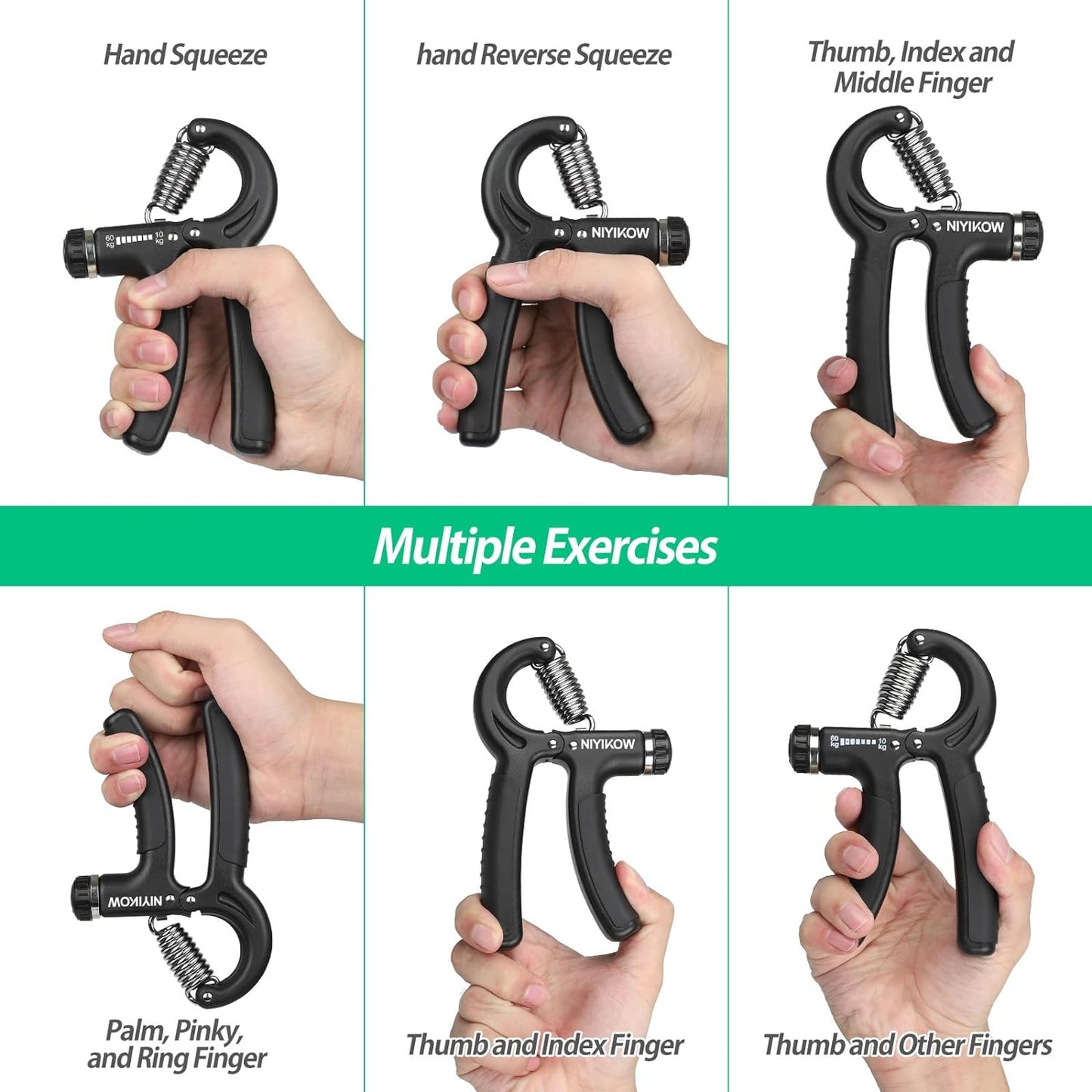 Hand Grip Ajustable 22-132Lbs (10-60Kg) para Músicos y Atletas