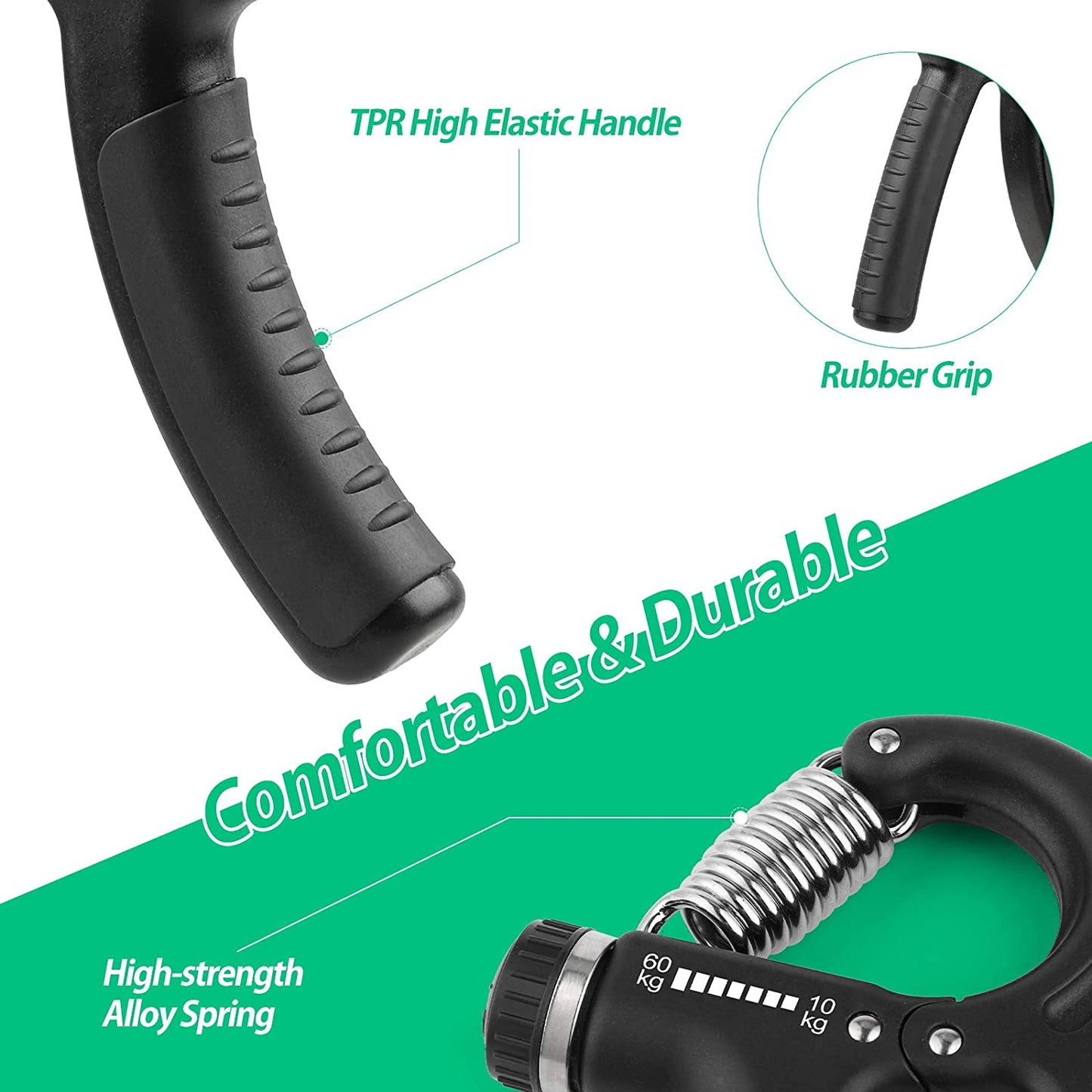 Hand Grip Ajustable 22-132Lbs (10-60Kg) para Músicos y Atletas